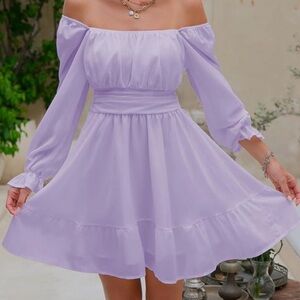 Lavender Off-Shoulder Dress